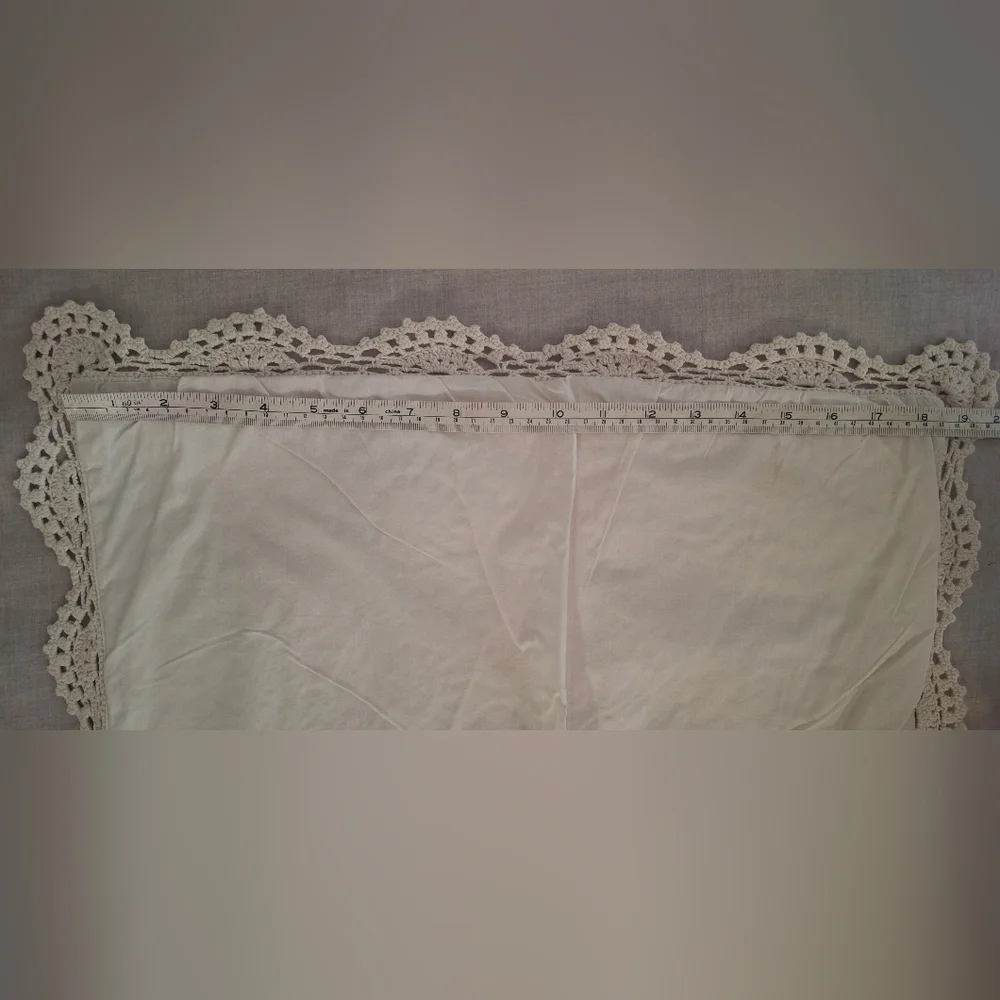 Crochet Cotton Cushion Pillowcase Tan Boho 26x20 In Hippie Western BarncoreSku20
